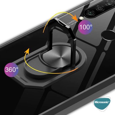 Microsonic Huawei P30 Lite Kılıf Grande Clear Ring Holder Lacivert