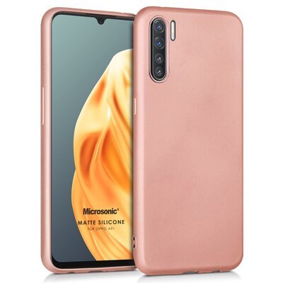 Microsonic Oppo A91 Kılıf Matte Silicone Rose Gold