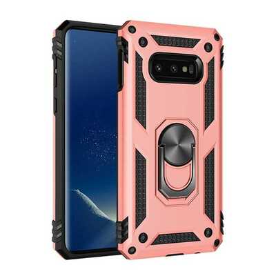 Microsonic Samsung Galaxy S10E Kılıf Military Ring Holder Rose Gold