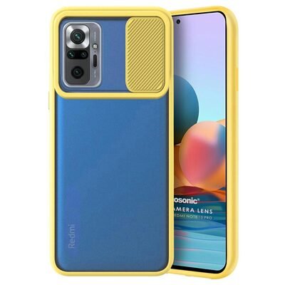 Microsonic Xiaomi Redmi Note 10 Pro Max Kılıf Slide Camera Lens Protection Sarı