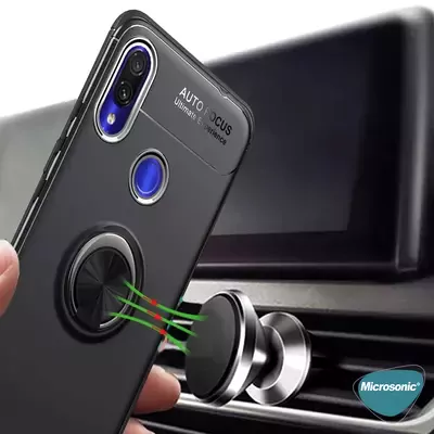 Microsonic Xiaomi Redmi Note 7 Kılıf Kickstand Ring Holder Lacivert