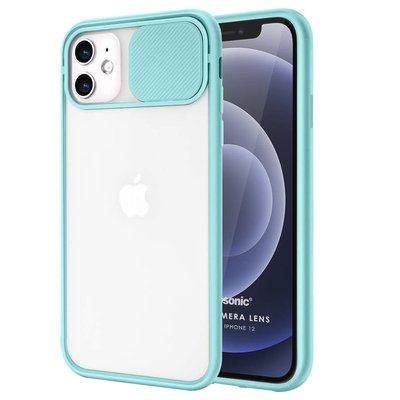 Microsonic Apple iPhone 12 Kılıf Slide Camera Lens Protection Turkuaz