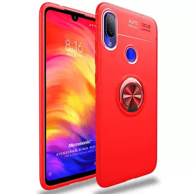 Microsonic Xiaomi Redmi Note 7 Kılıf Kickstand Ring Holder Kırmızı