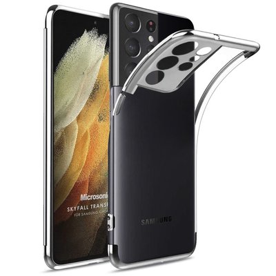 Microsonic Samsung Galaxy S21 Ultra Kılıf Skyfall Transparent Clear Gümüş