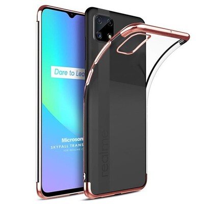 Microsonic Realme C25s Kılıf Skyfall Transparent Clear Rose Gold