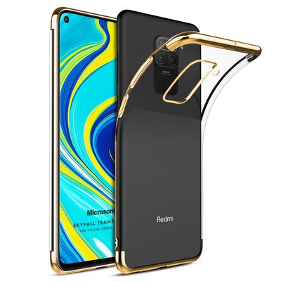 Microsonic Xiaomi Redmi Note 9 Kılıf Skyfall Transparent Clear Gold