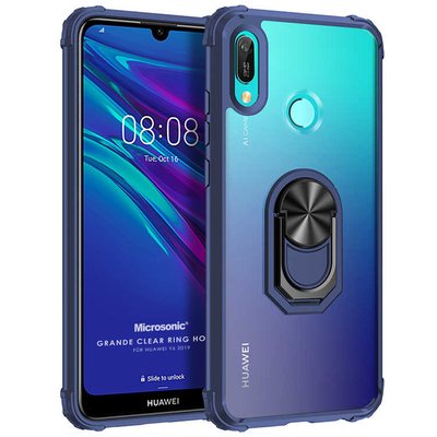 Microsonic Huawei Y6 2019 Kılıf Grande Clear Ring Holder Lacivert