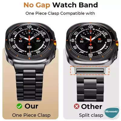Microsonic Samsung Galaxy Watch 8 Classic 46mm Metal Stainless Steel Kordon Rose Gold