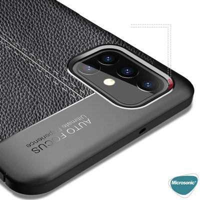 Microsonic Samsung Galaxy M31s Kılıf Deri Dokulu Silikon Lacivert