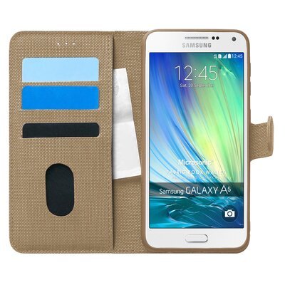 Microsonic Samsung Galaxy A5 Kılıf Fabric Book Wallet Gold