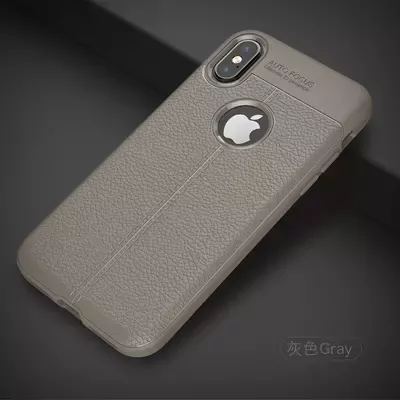 Microsonic Apple iPhone XS Max (6.5'') Kılıf Deri Dokulu Silikon Gri