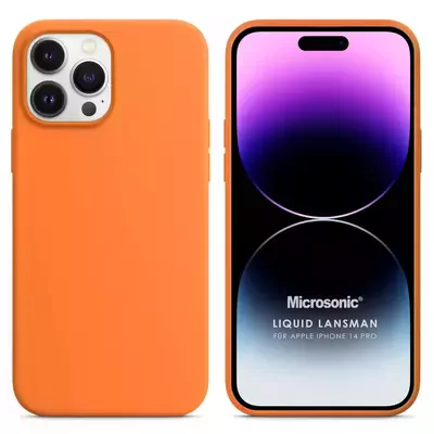 Microsonic Apple iPhone 14 Pro Kılıf Liquid Lansman Silikon Turuncu