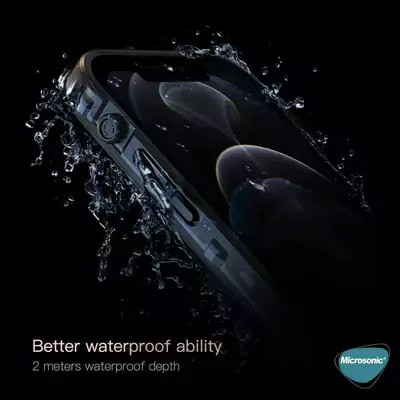 Microsonic Apple iPhone 15 Pro Kılıf Waterproof 360 Full Body Protective Siyah