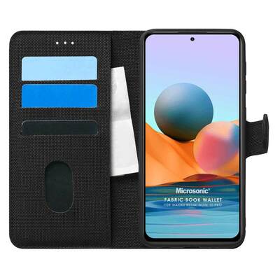 Microsonic Xiaomi Redmi Note 10 Pro Kılıf Fabric Book Wallet Siyah