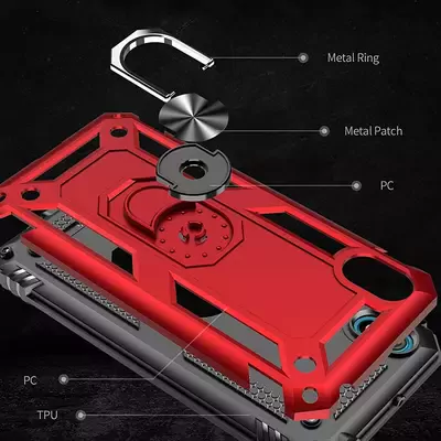 Microsonic Huawei Honor 8S Kılıf Military Ring Holder Siyah