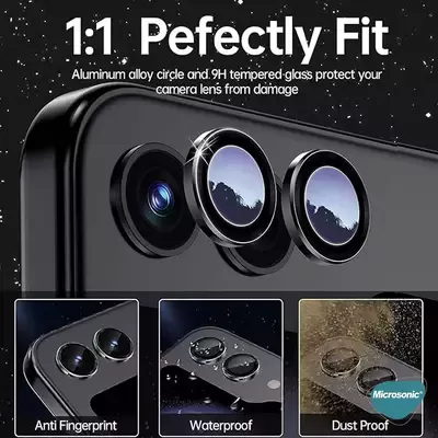 Microsonic Samsung Galaxy Z Flip 7 FE Tekli Kamera Lens Koruma Camı Siyah