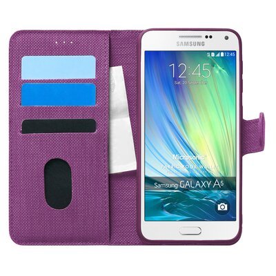 Microsonic Samsung Galaxy A5 Kılıf Fabric Book Wallet Mor