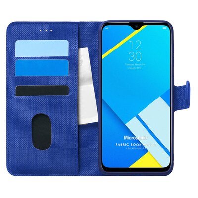 Microsonic Realme C2 Kılıf Fabric Book Wallet Lacivert