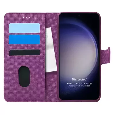 Microsonic Samsung Galaxy S23 Kılıf Fabric Book Wallet Mor