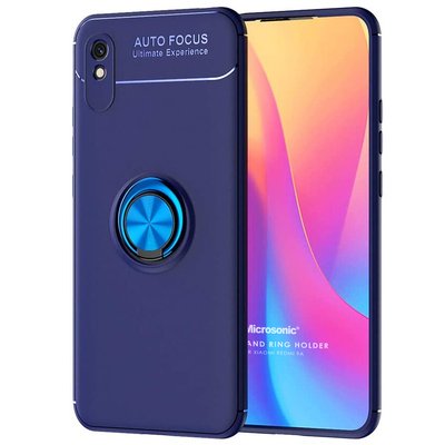 Microsonic Xiaomi Redmi 9A Kılıf Kickstand Ring Holder Lacivert