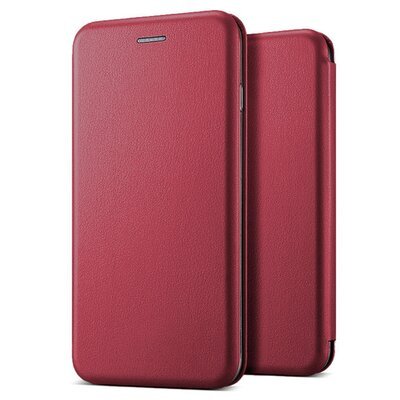 Microsonic Samsung Galaxy M10S Kılıf Slim Leather Design Flip Cover Bordo