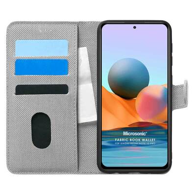 Microsonic Xiaomi Redmi Note 10 Pro Kılıf Fabric Book Wallet Gri