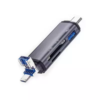 Microsonic 3 IN 1 OTG Kard Okuyucu, USB, Micro USB, Type-C Çevirici Gri