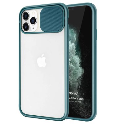 Microsonic Apple iPhone 11 Pro Kılıf Slide Camera Lens Protection Koyu Yeşil