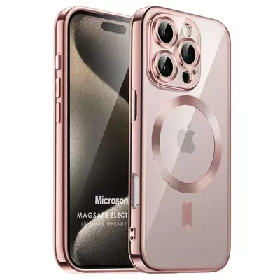 Microsonic Apple iPhone 16 Pro Kılıf MagSafe Luxury Electroplate Rose Gold