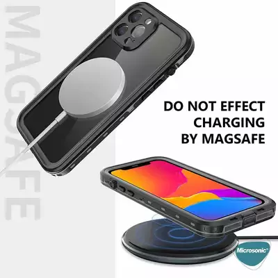 Microsonic Apple iPhone 15 Pro Max Kılıf Waterproof 360 Full Body Protective Siyah