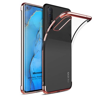 Microsonic Oppo Reno 3 Pro Kılıf Skyfall Transparent Clear Rose Gold