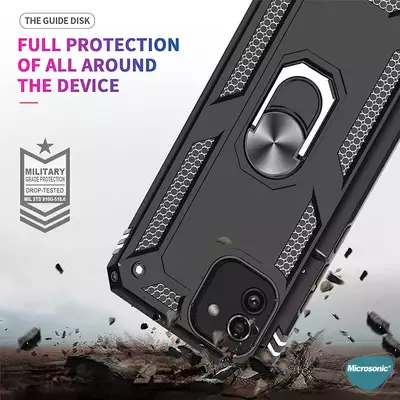 Microsonic Samsung Galaxy A03 Kılıf Military Ring Holder Kırmızı