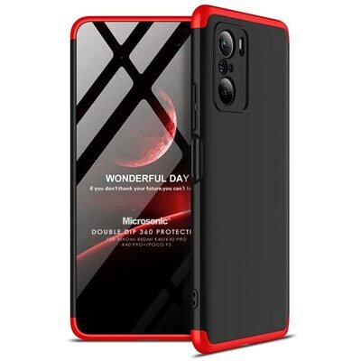 Microsonic Xiaomi Mi 11i Kılıf Double Dip 360 Protective AYS Siyah Kırmızı