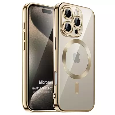 Microsonic Apple iPhone 16 Pro Kılıf MagSafe Luxury Electroplate Gold