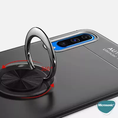 Microsonic Samsung Galaxy A50 Kılıf Kickstand Ring Holder Siyah