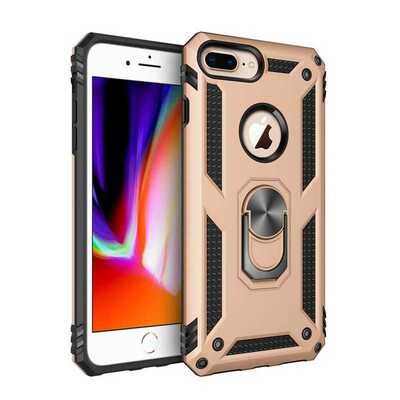 Microsonic Apple iPhone 8 Plus Kılıf Military Ring Holder Gold