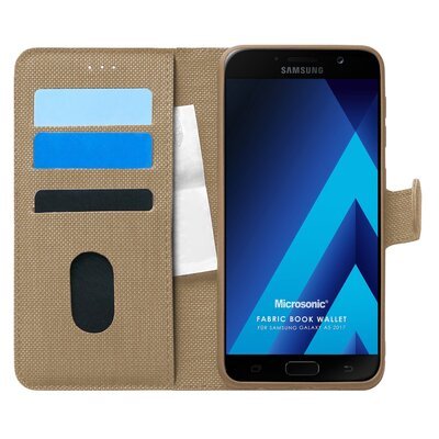 Microsonic Samsung Galaxy A5 2017 Kılıf Fabric Book Wallet Gold