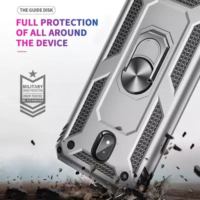 Microsonic Samsung Galaxy J7 Pro Kılıf Military Ring Holder Kırmızı