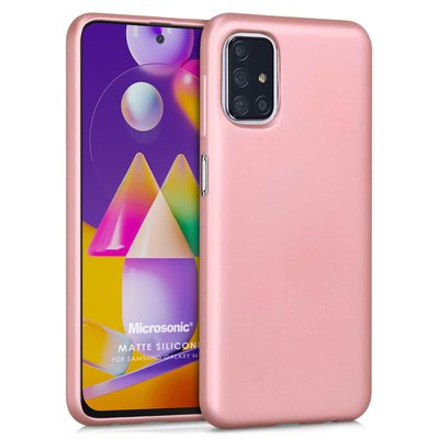 Microsonic Samsung Galaxy M31s Kılıf Matte Silicone Rose Gold