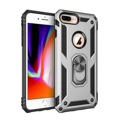 Microsonic Apple iPhone 8 Plus Kılıf Military Ring Holder Gri