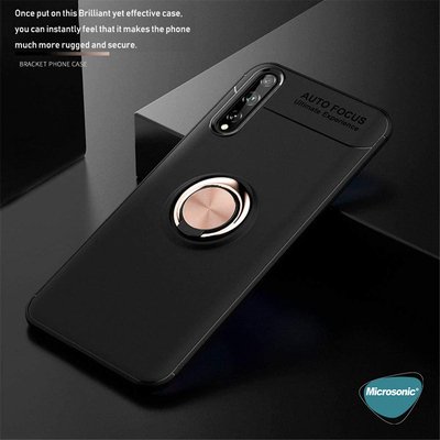 Microsonic Huawei P Smart S Kılıf Kickstand Ring Holder Lacivert