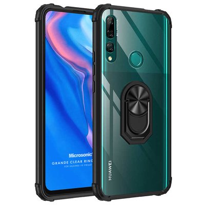 Microsonic Huawei Y9 Prime 2019 Kılıf Grande Clear Ring Holder Siyah