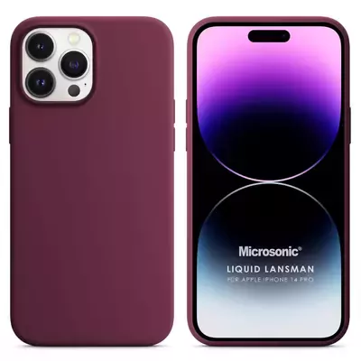 Microsonic Apple iPhone 14 Pro Kılıf Liquid Lansman Silikon Bordo