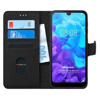 Microsonic Huawei Y5 2019 Kılıf Fabric Book Wallet Siyah