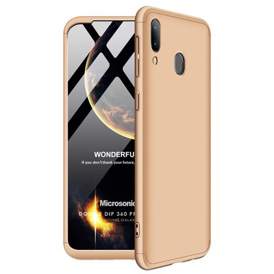 Microsonic Samsung Galaxy M10S Kılıf Double Dip 360 Protective AYS Gold