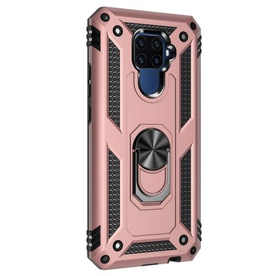 Microsonic Huawei Mate 30 Lite Kılıf Military Ring Holder Rose Gold