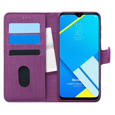 Microsonic Realme C2 Kılıf Fabric Book Wallet Mor