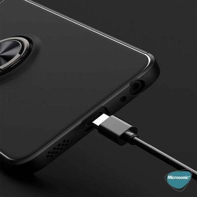 Microsonic Vivo Y32 Kılıf Kickstand Ring Holder Kırmızı