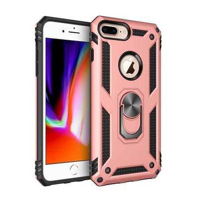 Microsonic Apple iPhone 8 Plus Kılıf Military Ring Holder Rose Gold