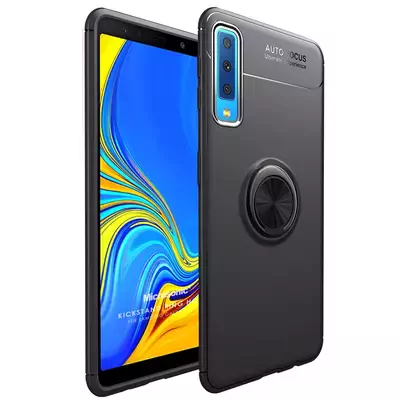 Microsonic Samsung Galaxy A7 2018 Kılıf Kickstand Ring Holder Siyah